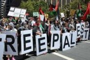 تشویق ایستاده فعالان فلسطینی جهانی به احترام مقاومت دانشجویان دانشگاه‌های کلمبیا، ییل و…